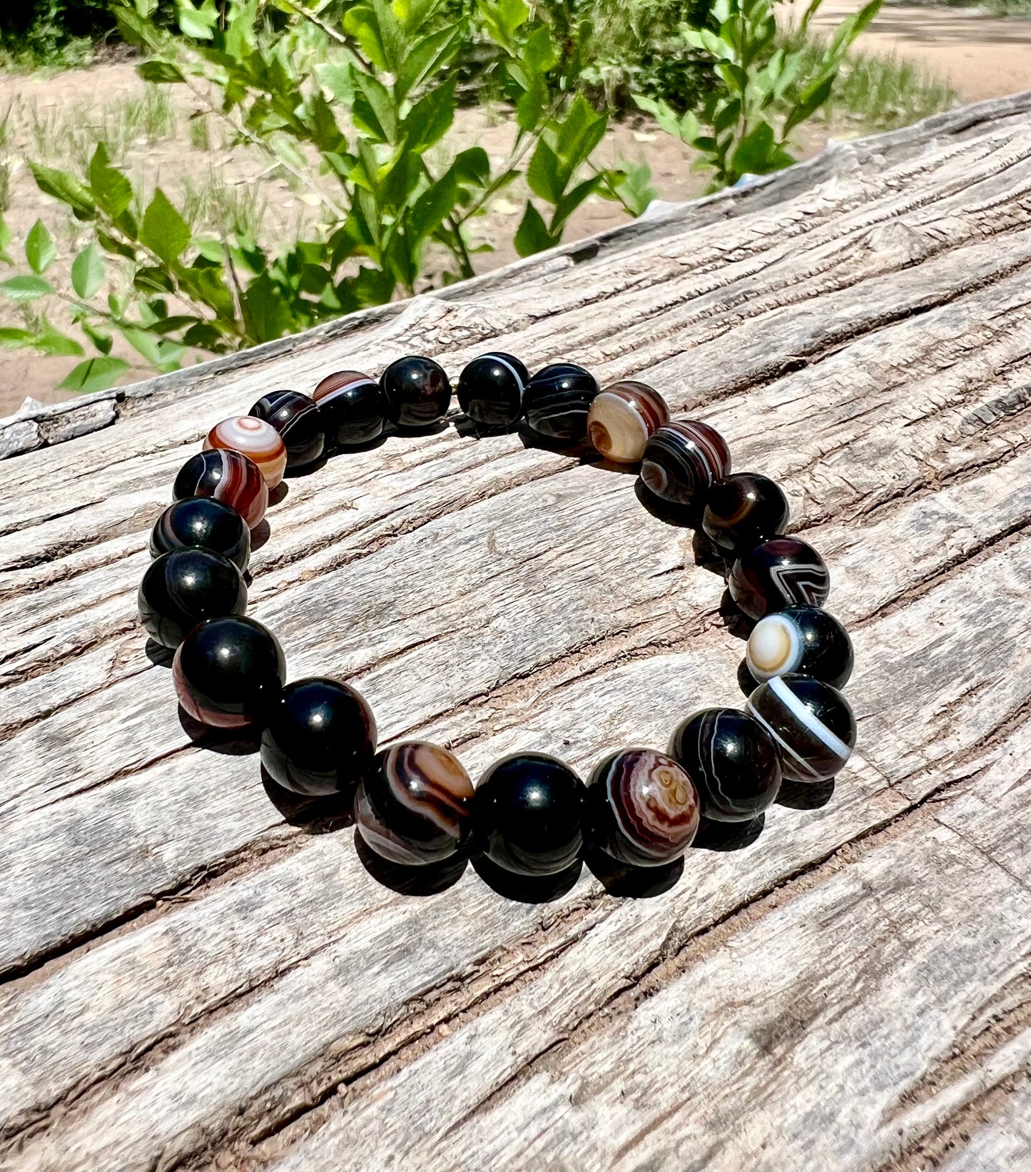 Banded Onyx Bracelet with Gold