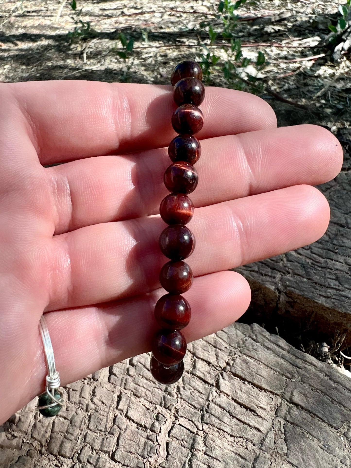 Red Tiger's Eye Bracelet with Sterling Silver