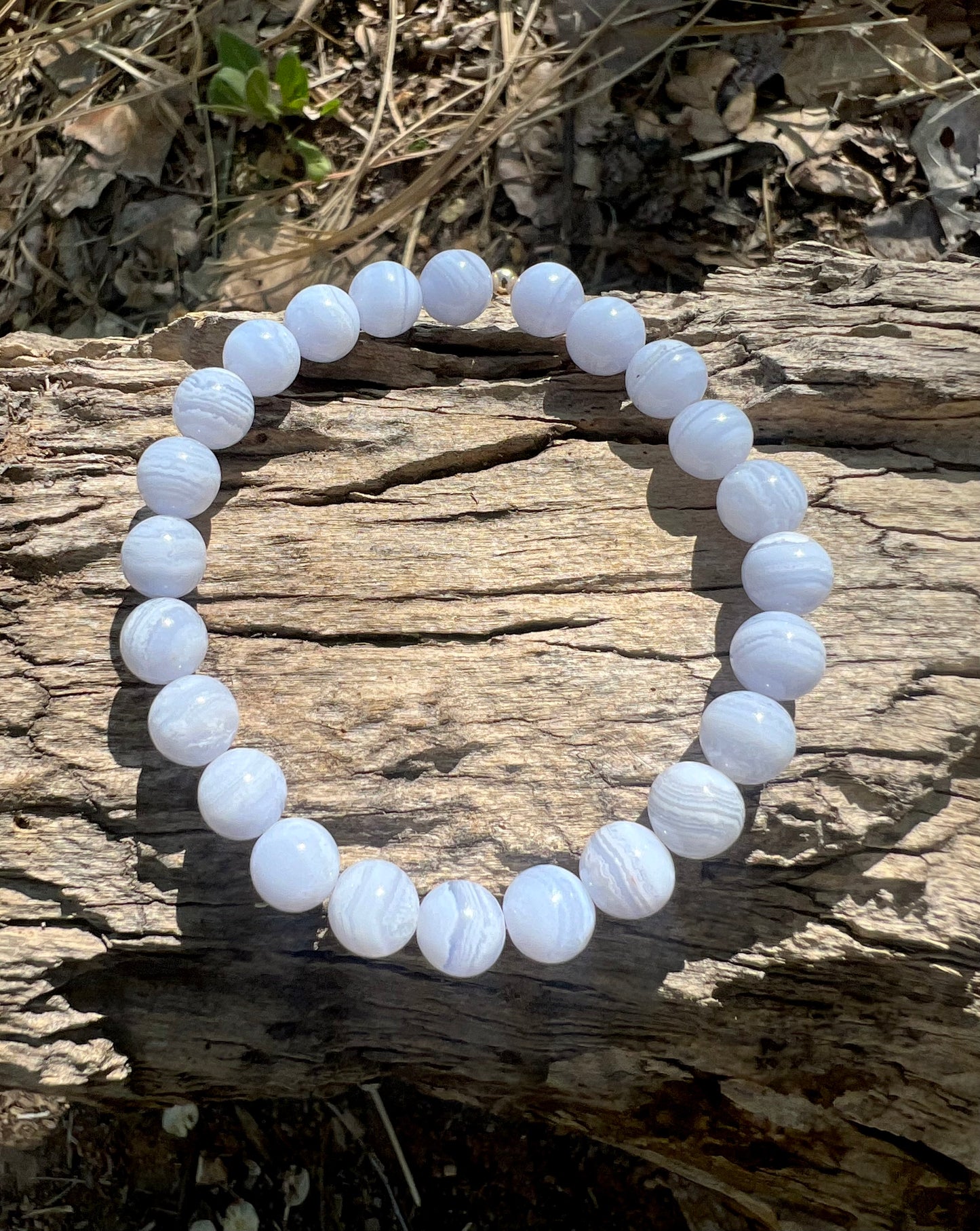 Blue Lace Agate Bracelet with Gold