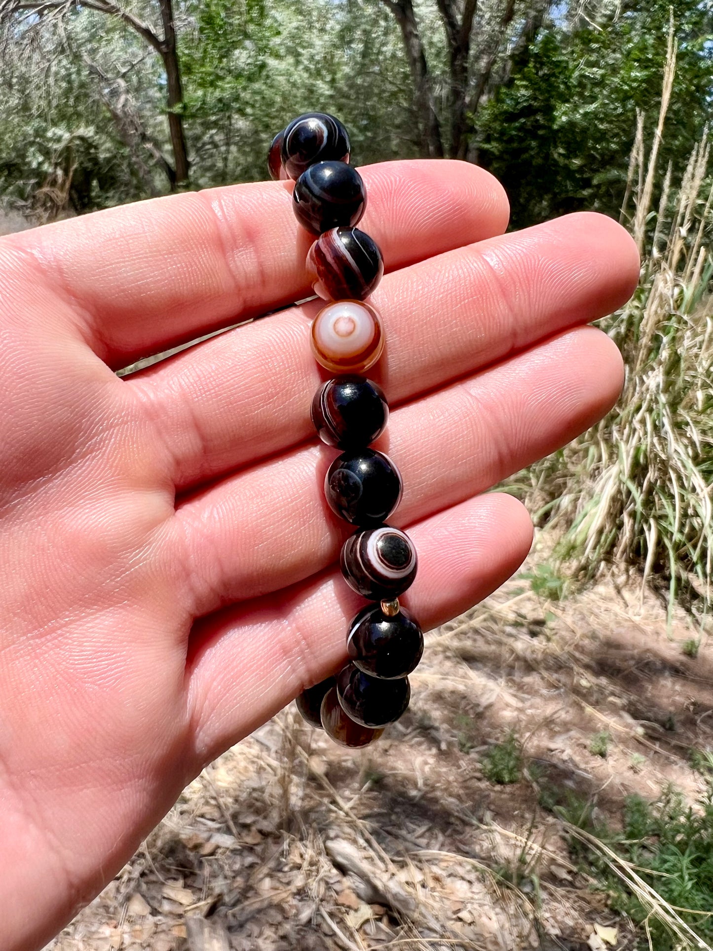 Banded Onyx Bracelet with Gold