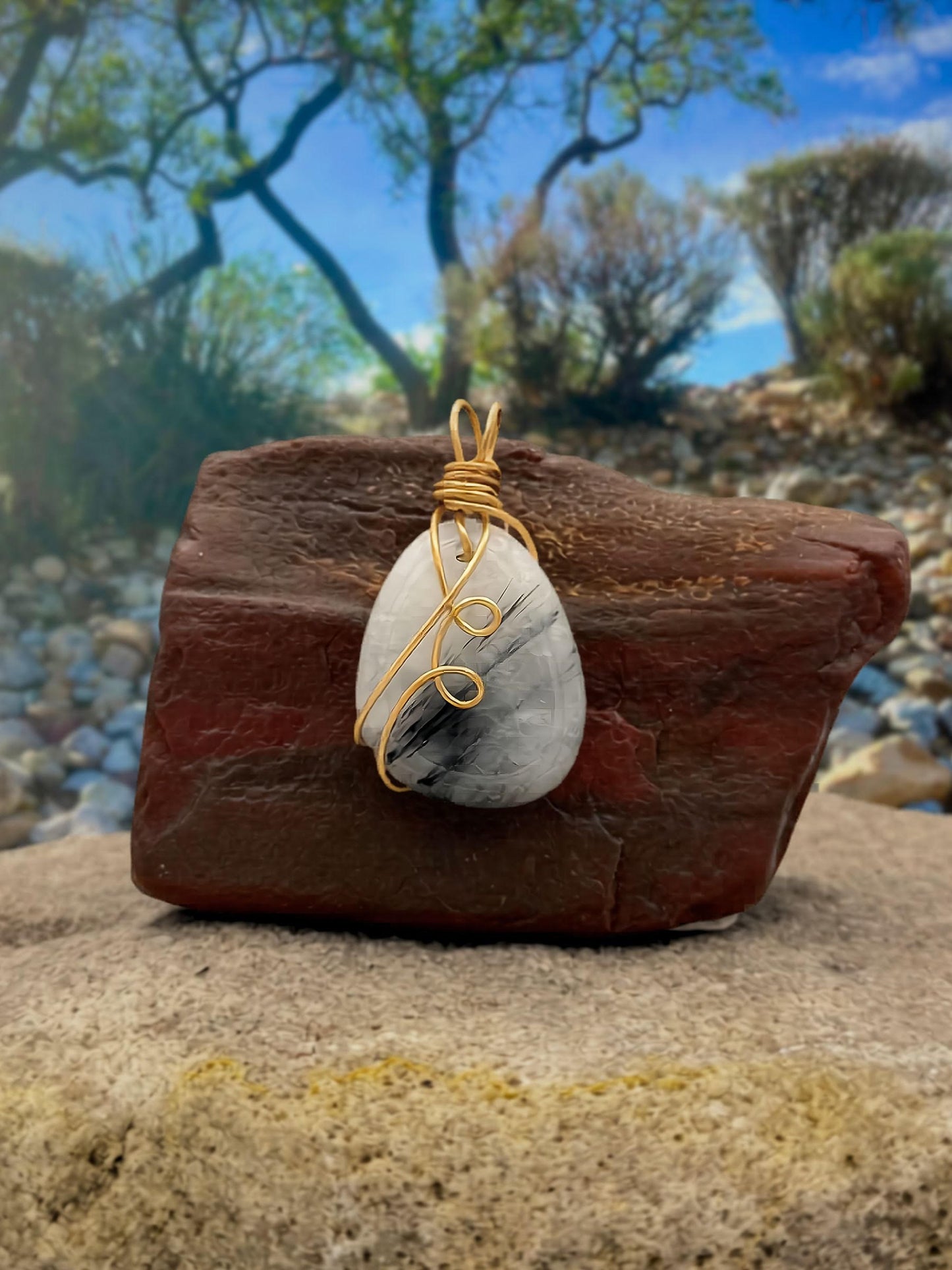 Black Tourmaline in Quartz Necklace