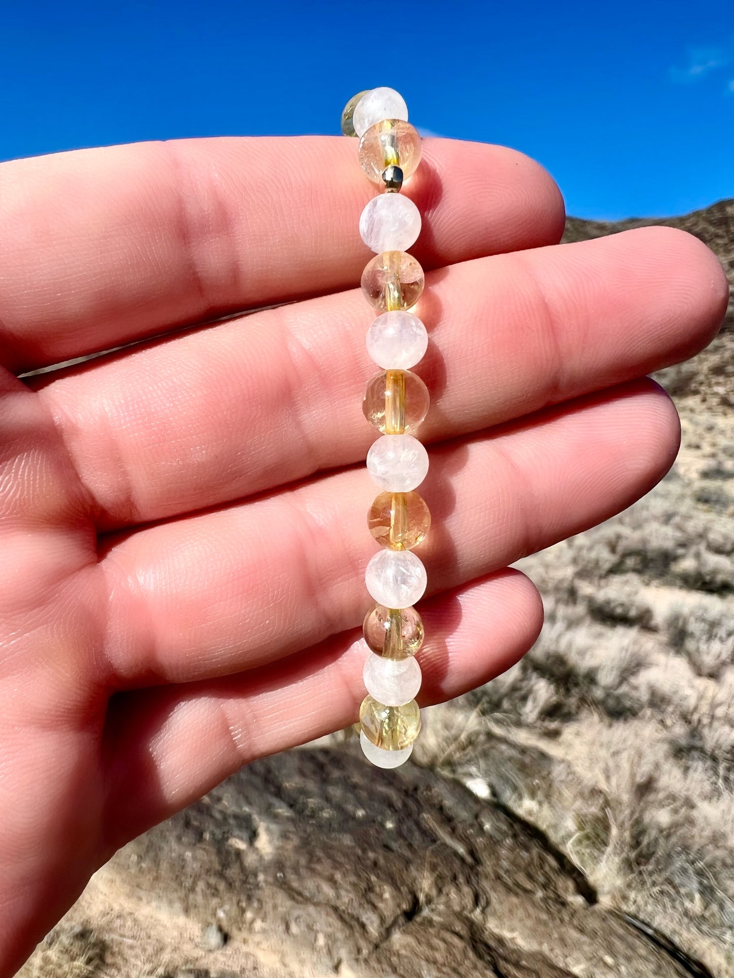 Citrine + Moonstone Bracelet with Gold