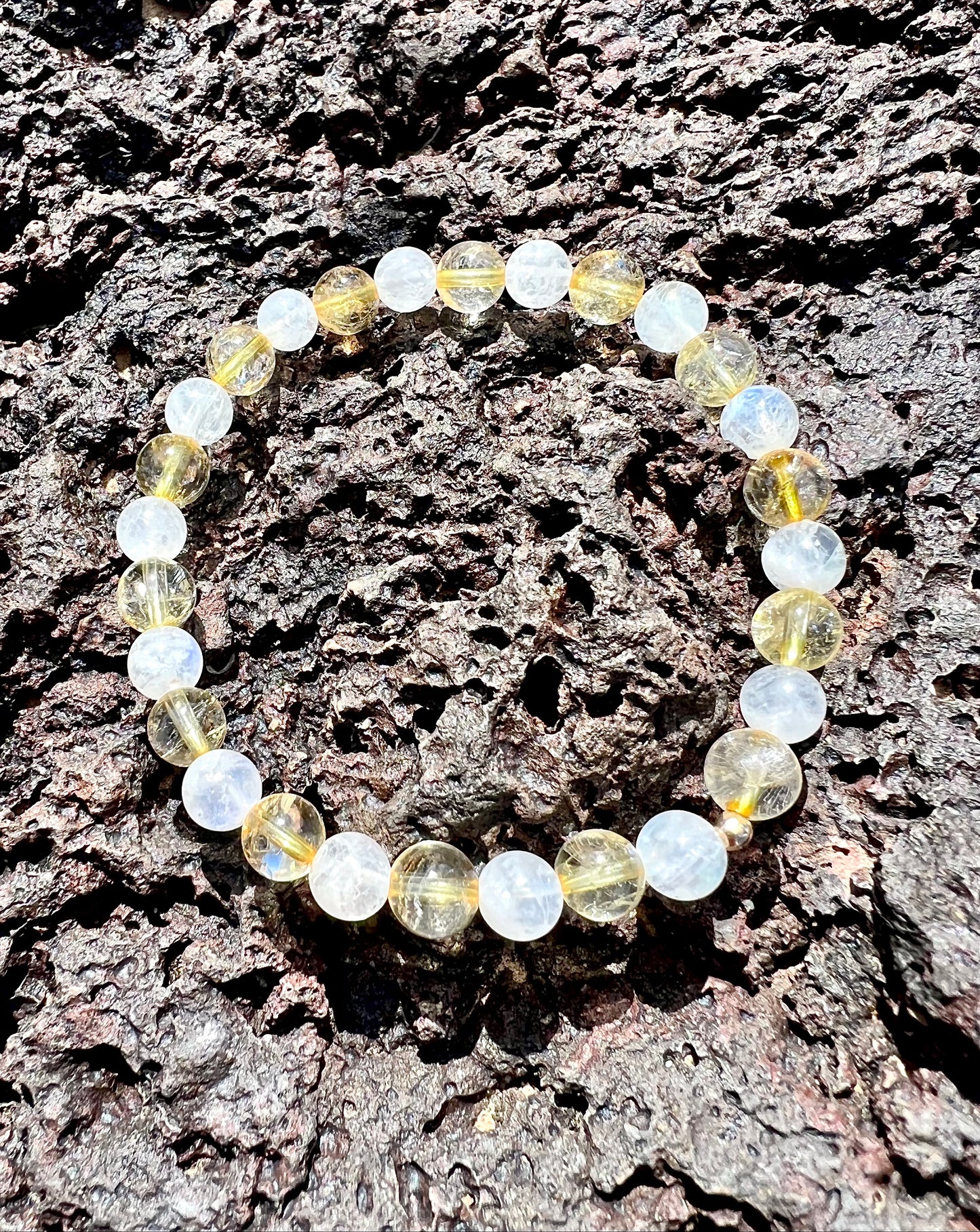 Citrine + Moonstone Bracelet with Gold