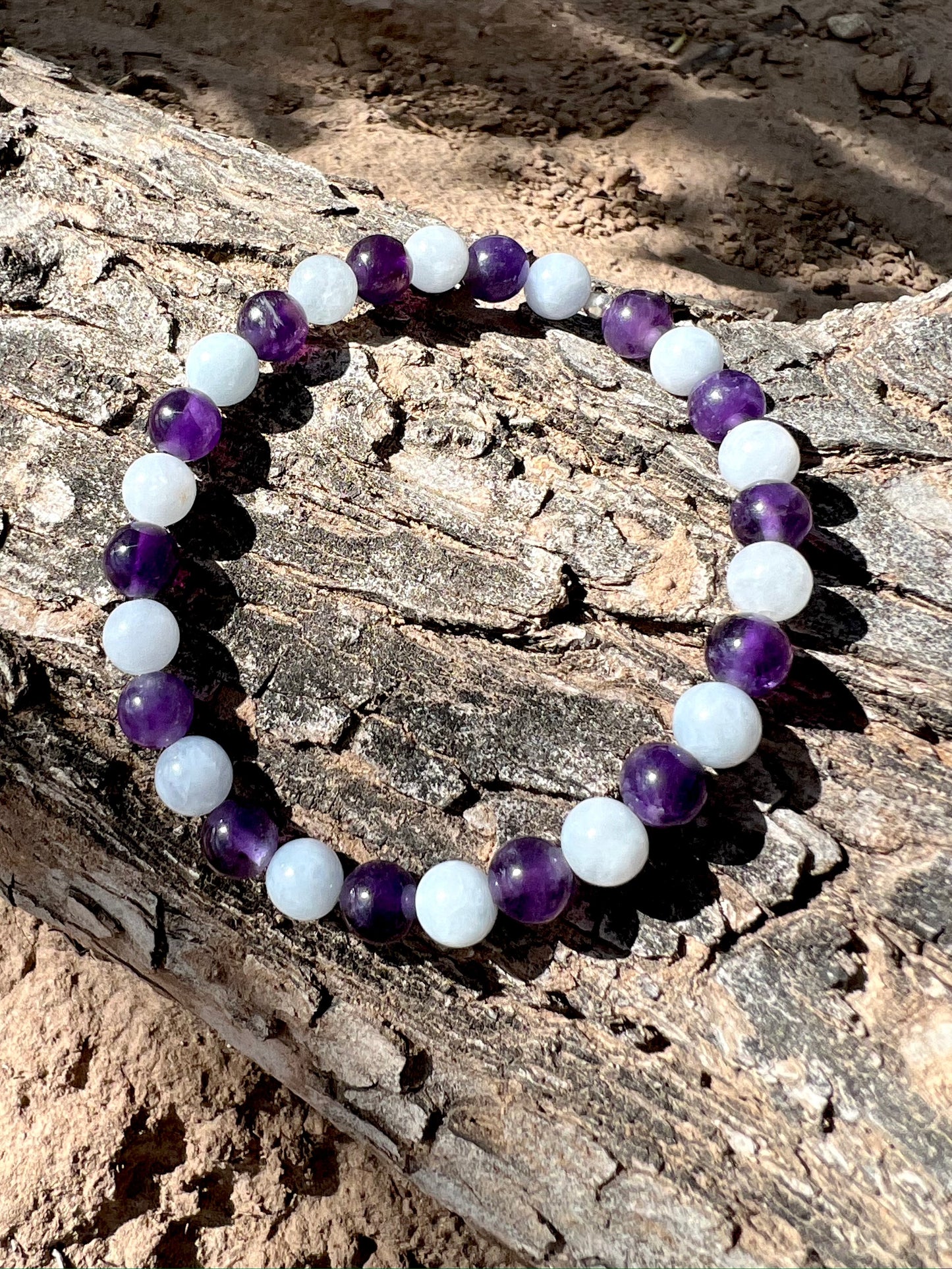 Aquamarine + Amethyst Bracelet with Sterling Silver