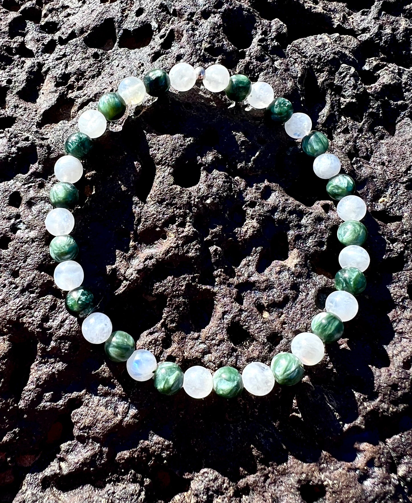 Seraphinite + Moonstone Bracelet