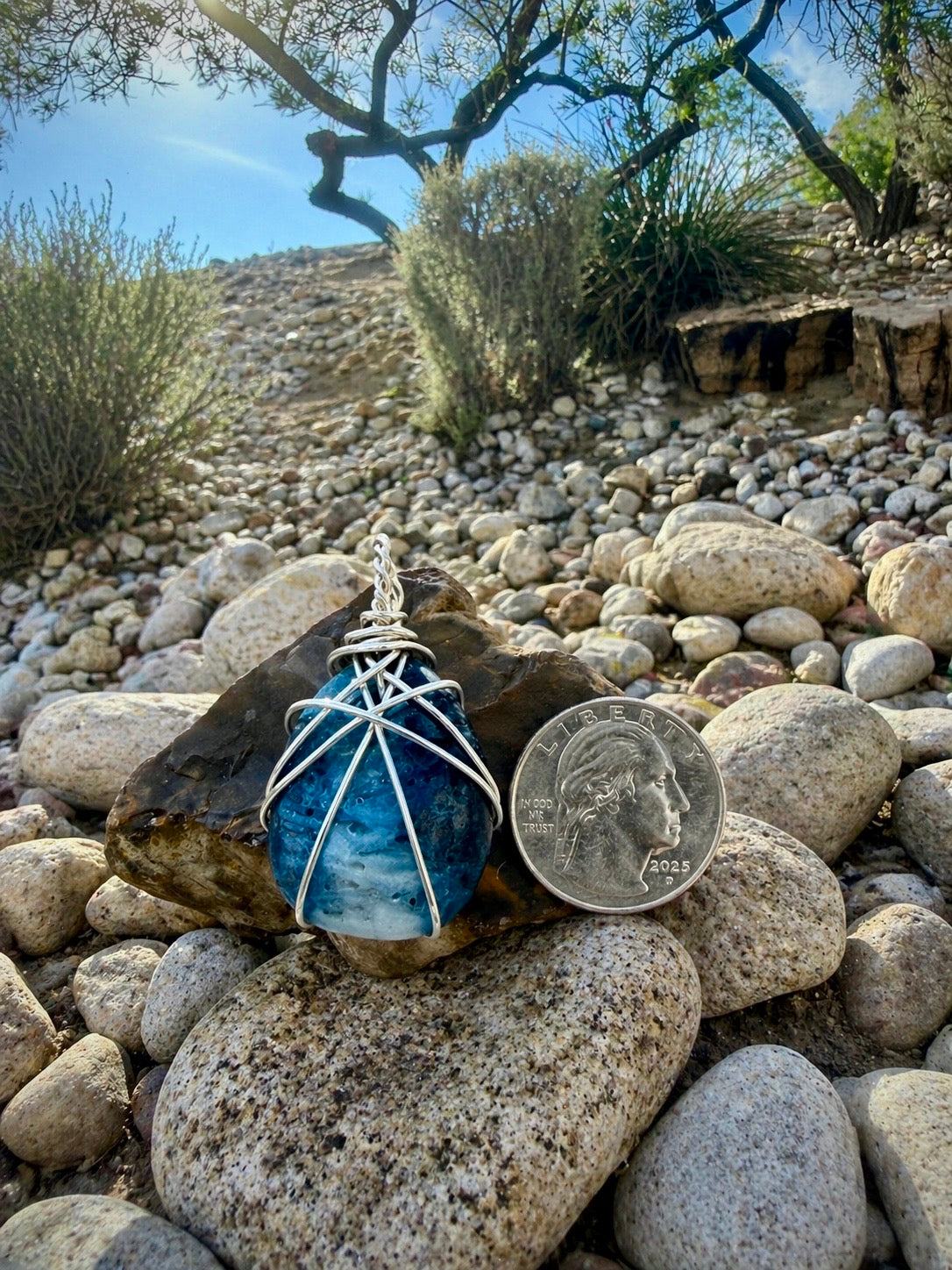 Blue Glacerite Necklace in Sterling Silver