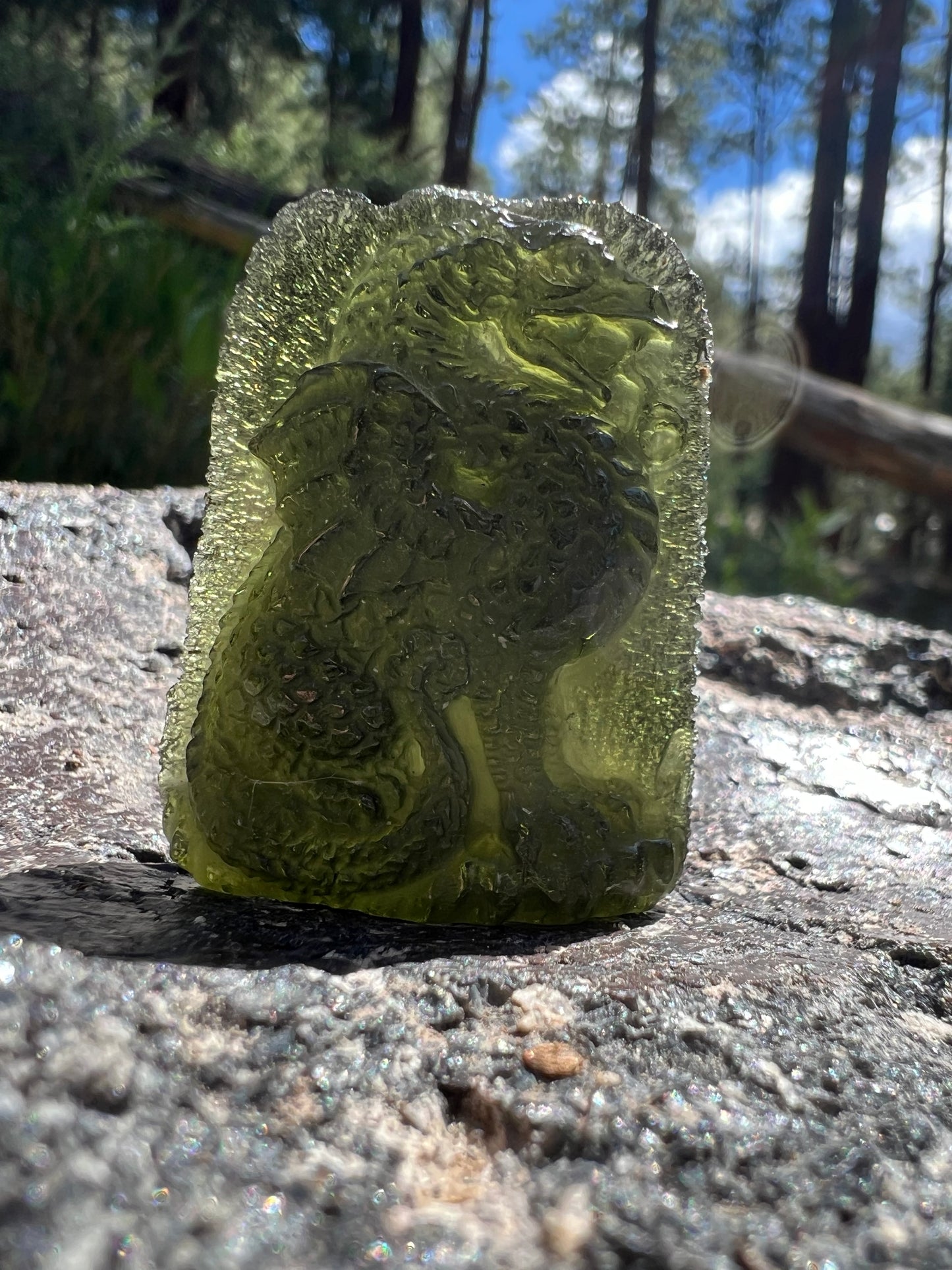 Moldavite Dragon Carving