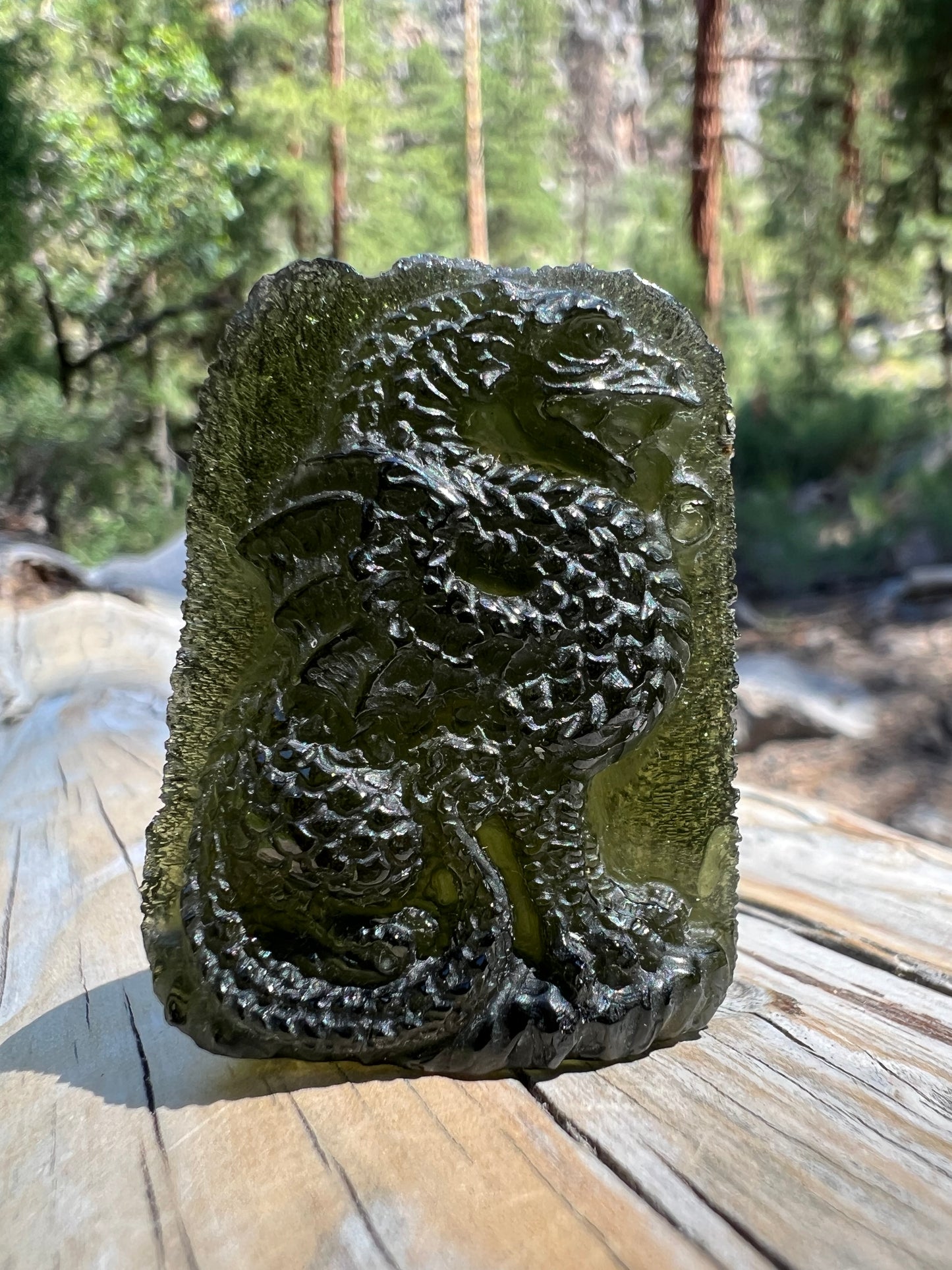 Moldavite Dragon Carving