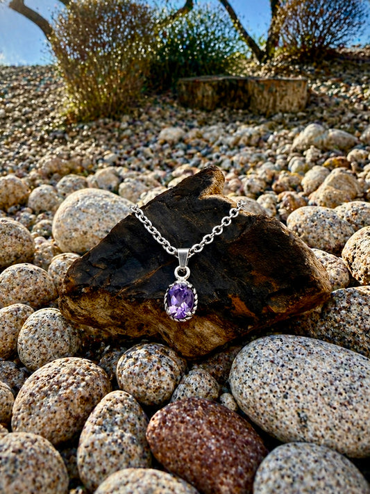 Amethyst Necklace in Sterling Silver | February Birthstone
