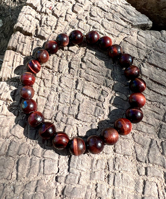 Red Tiger's Eye Bracelet with Sterling Silver