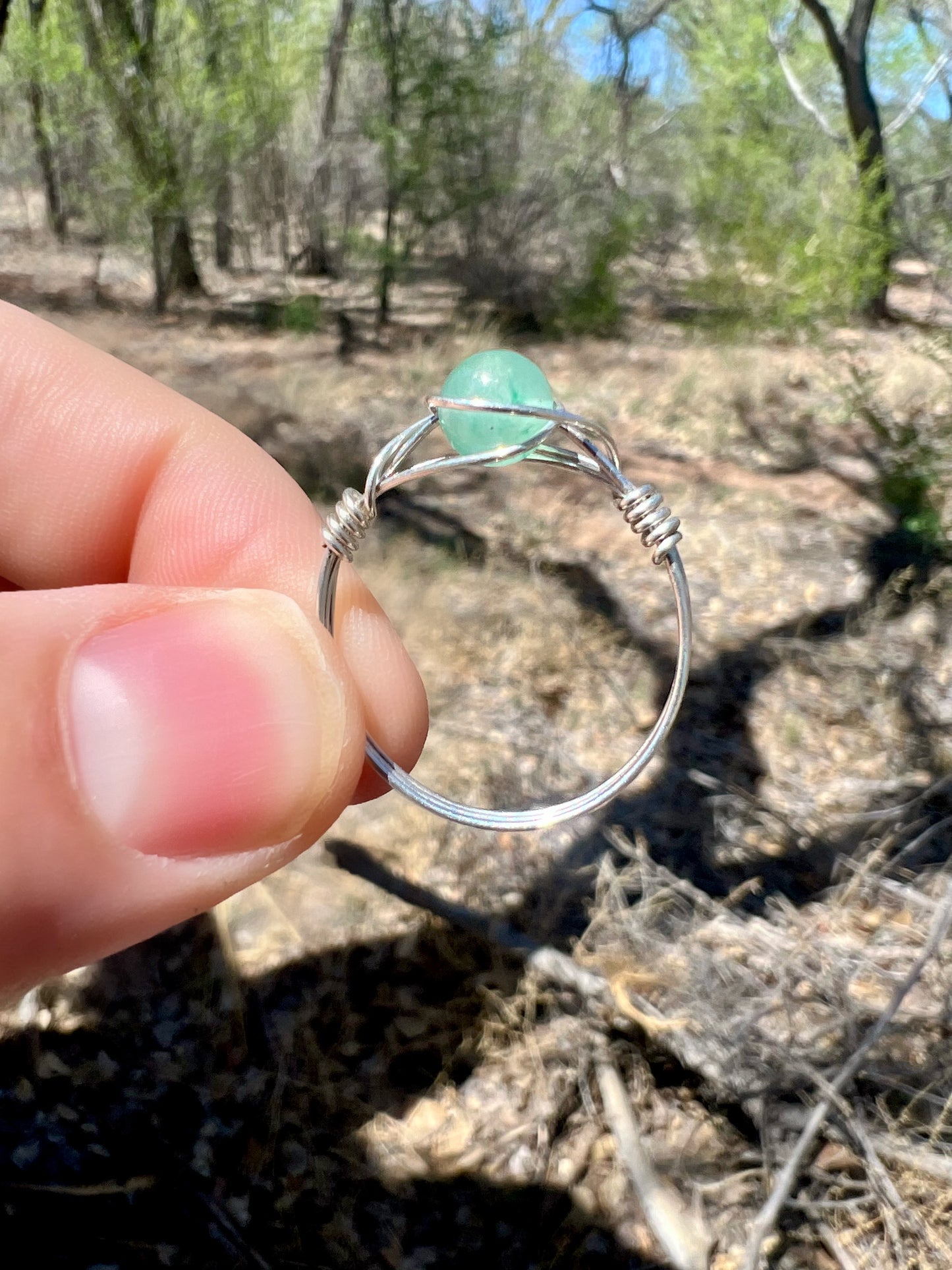 Green Aventurine Ring in Sterling Silver