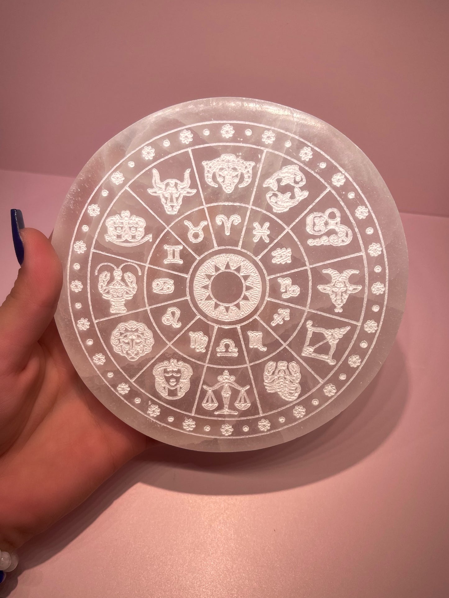 Selenite Zodiac Plate