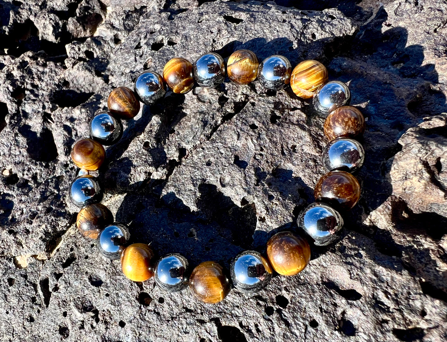 Tiger's Eye + Hematite Bracelet with Sterling Silver