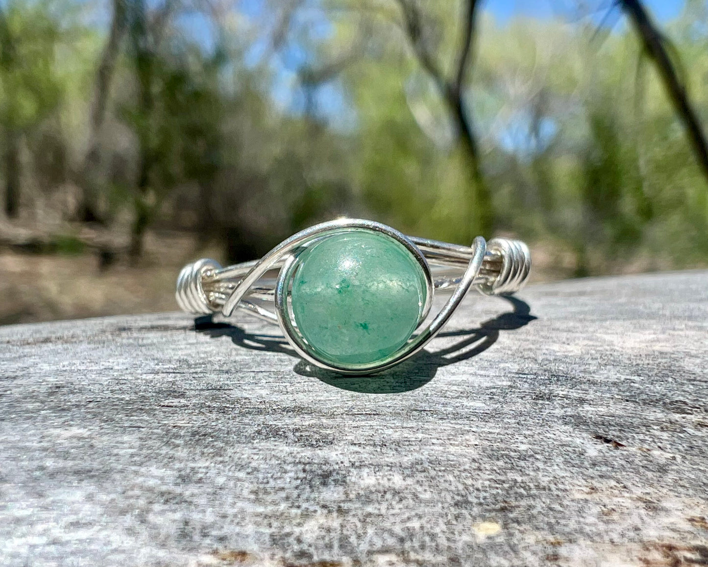 Green Aventurine Ring in Sterling Silver