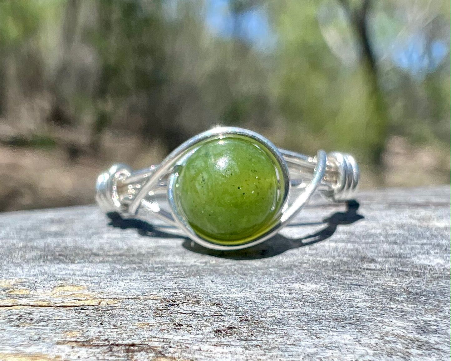 Jade Ring in Sterling Silver