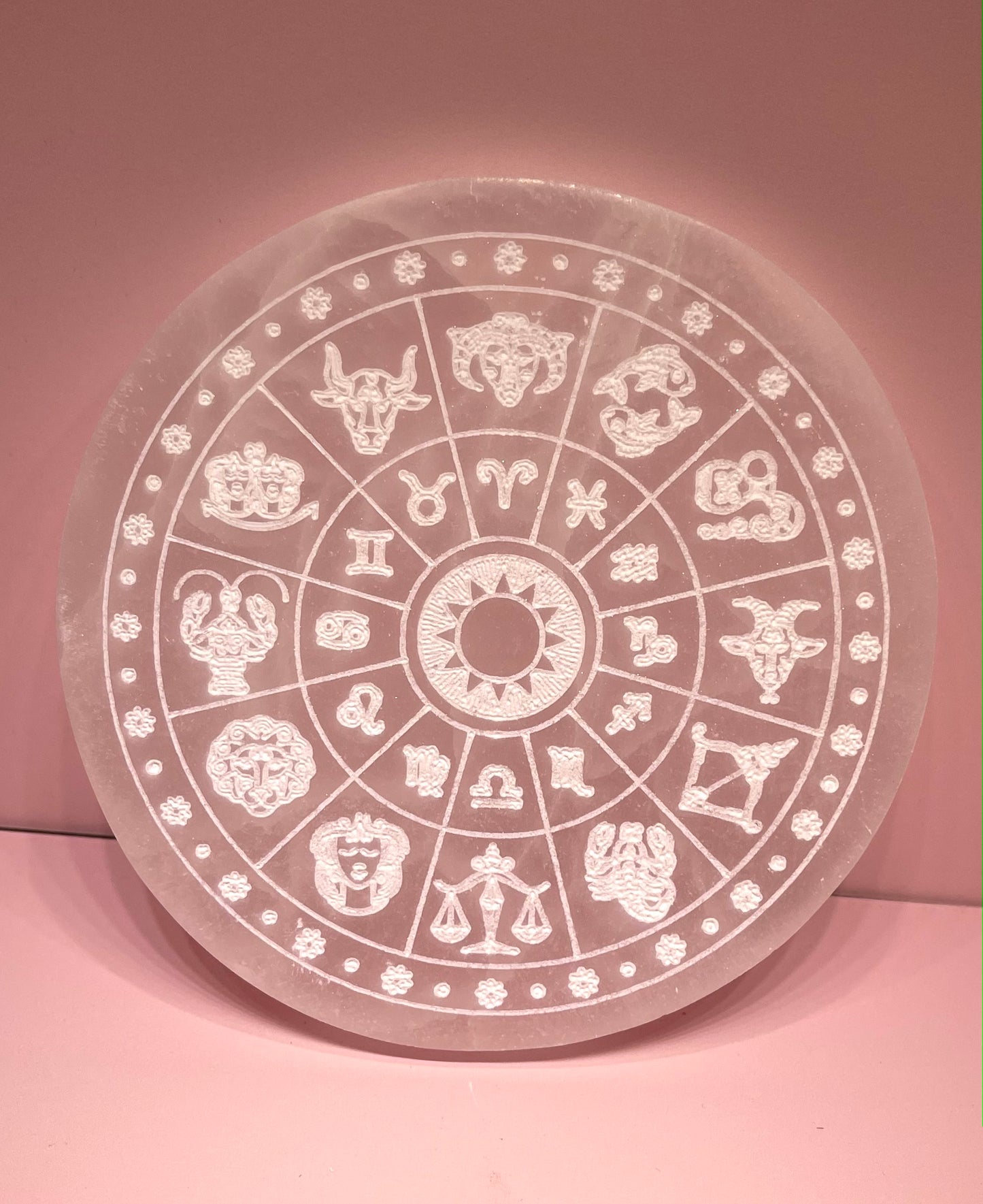 Selenite Zodiac Plate