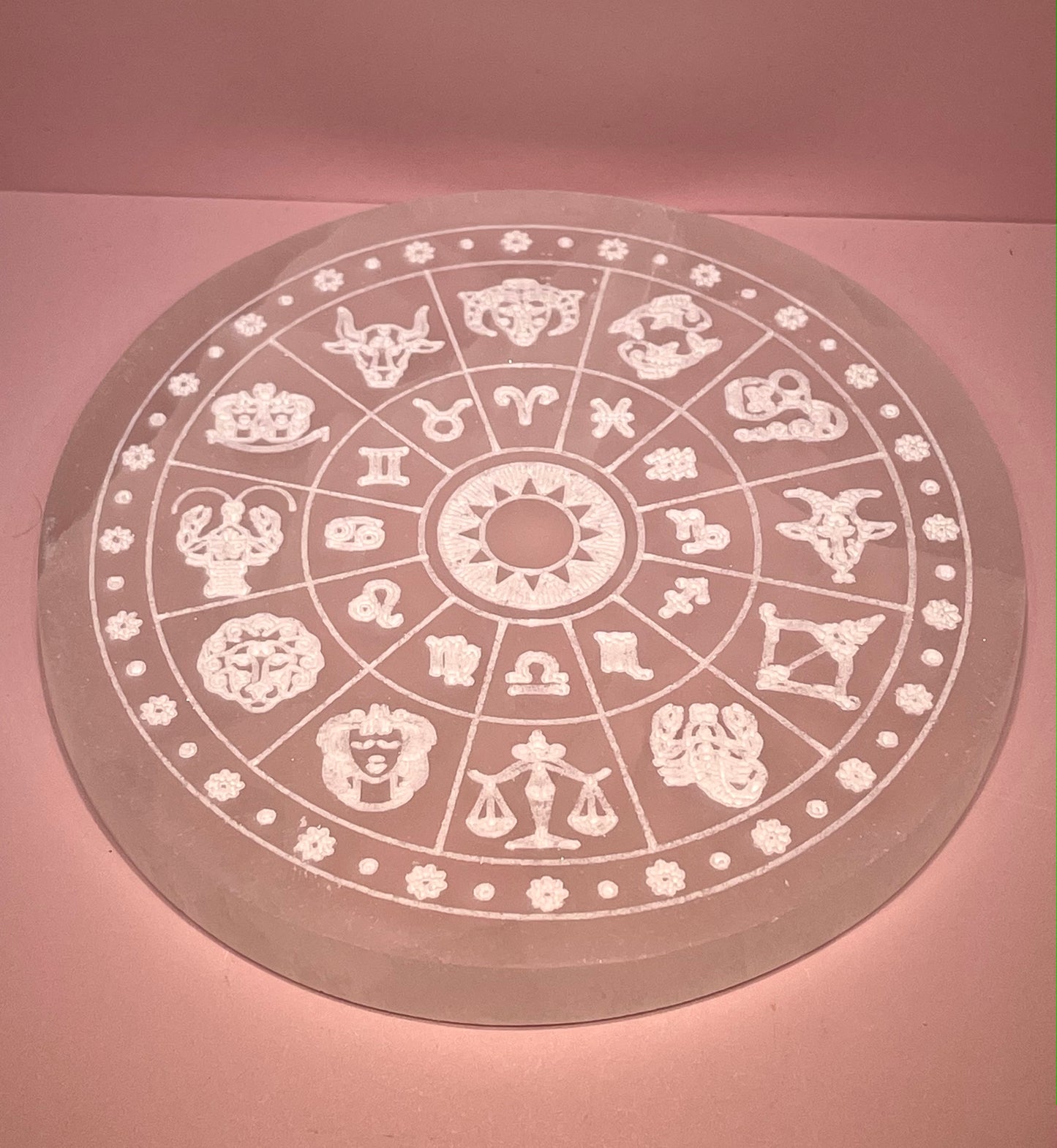 Selenite Zodiac Plate