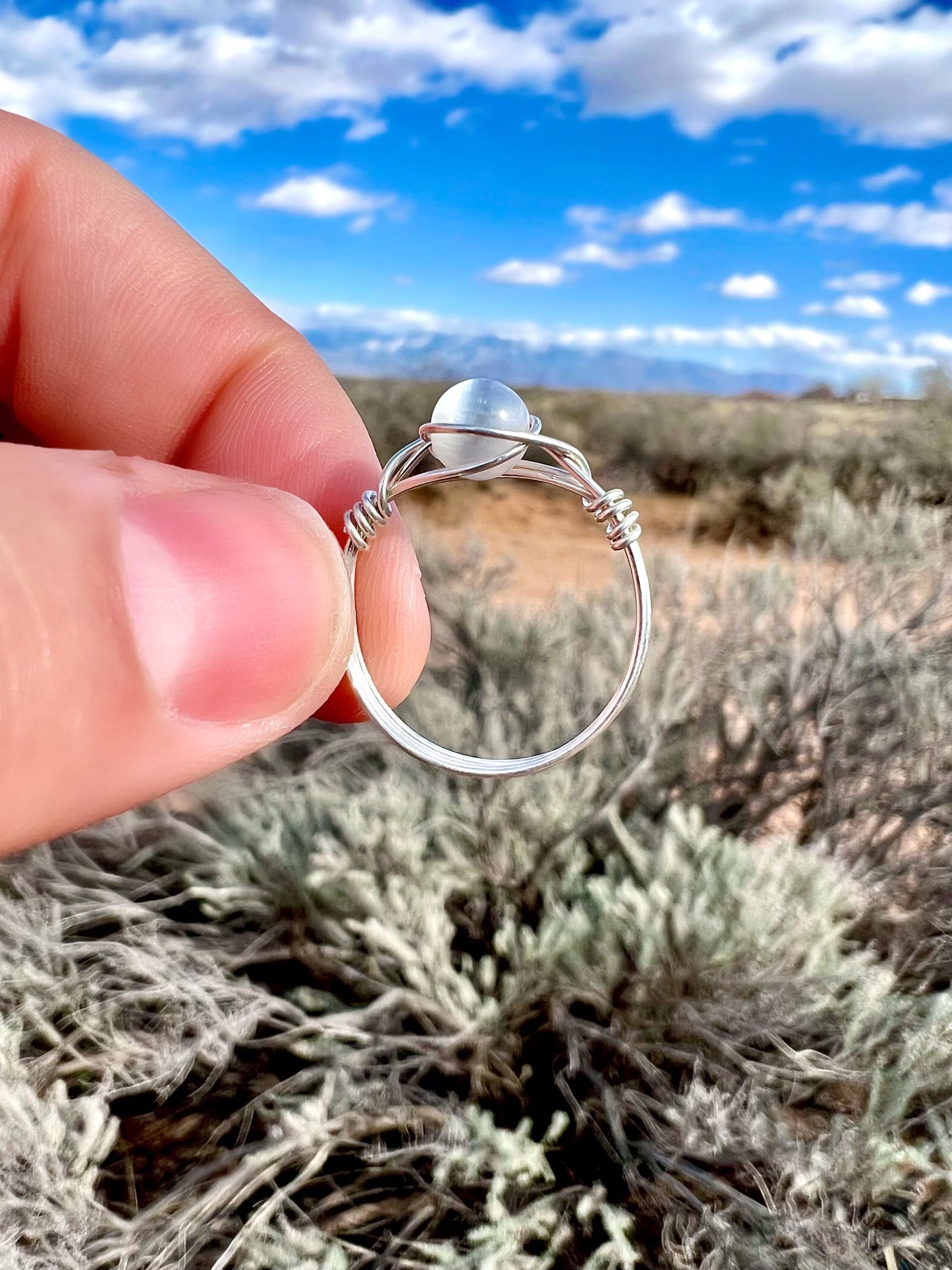 Selenite Ring in Sterling Silver