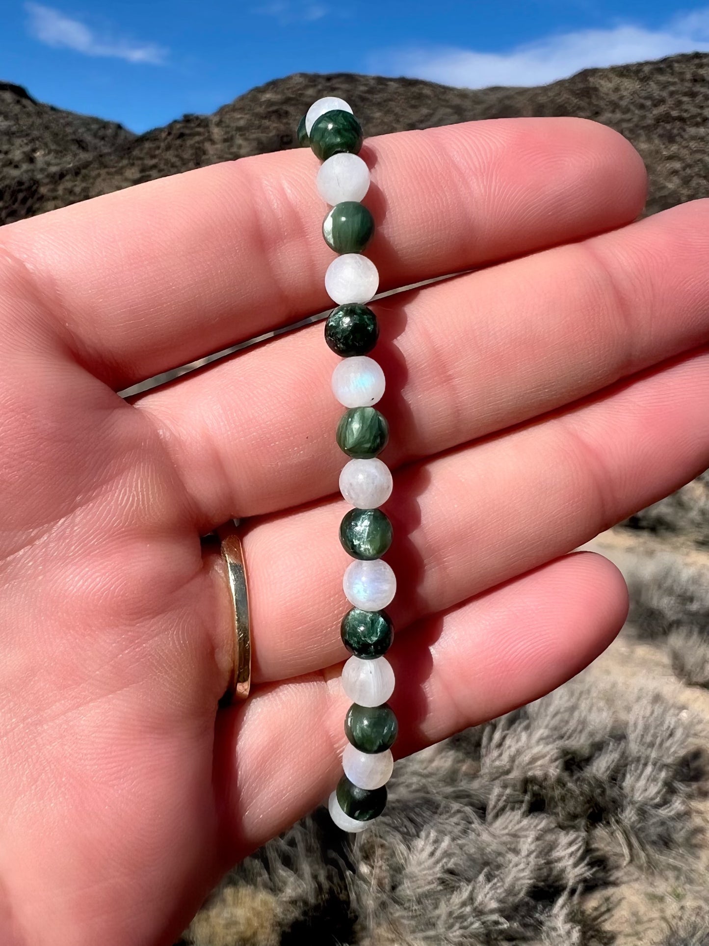 Seraphinite + Moonstone Bracelet