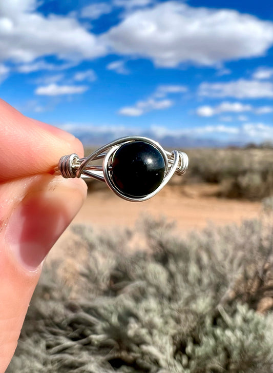 Obsidian Ring in Sterling Silver