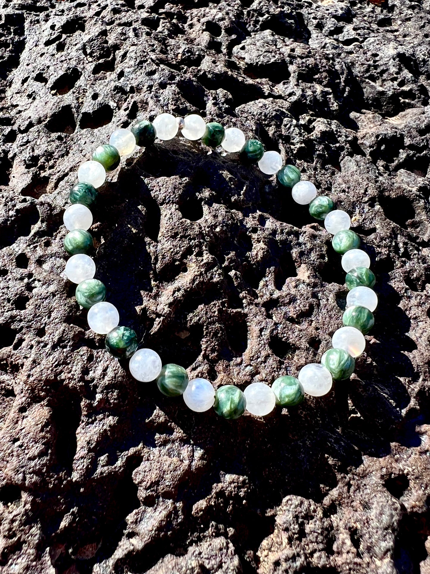 Seraphinite + Moonstone Bracelet