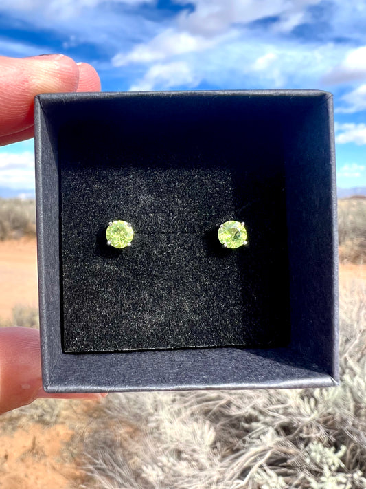 Peridot Stud Earrings in Sterling Silver