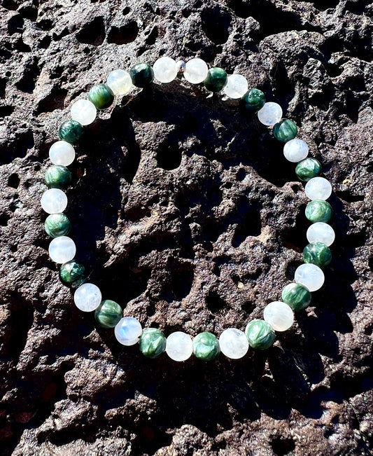 Seraphinite + Moonstone Bracelet