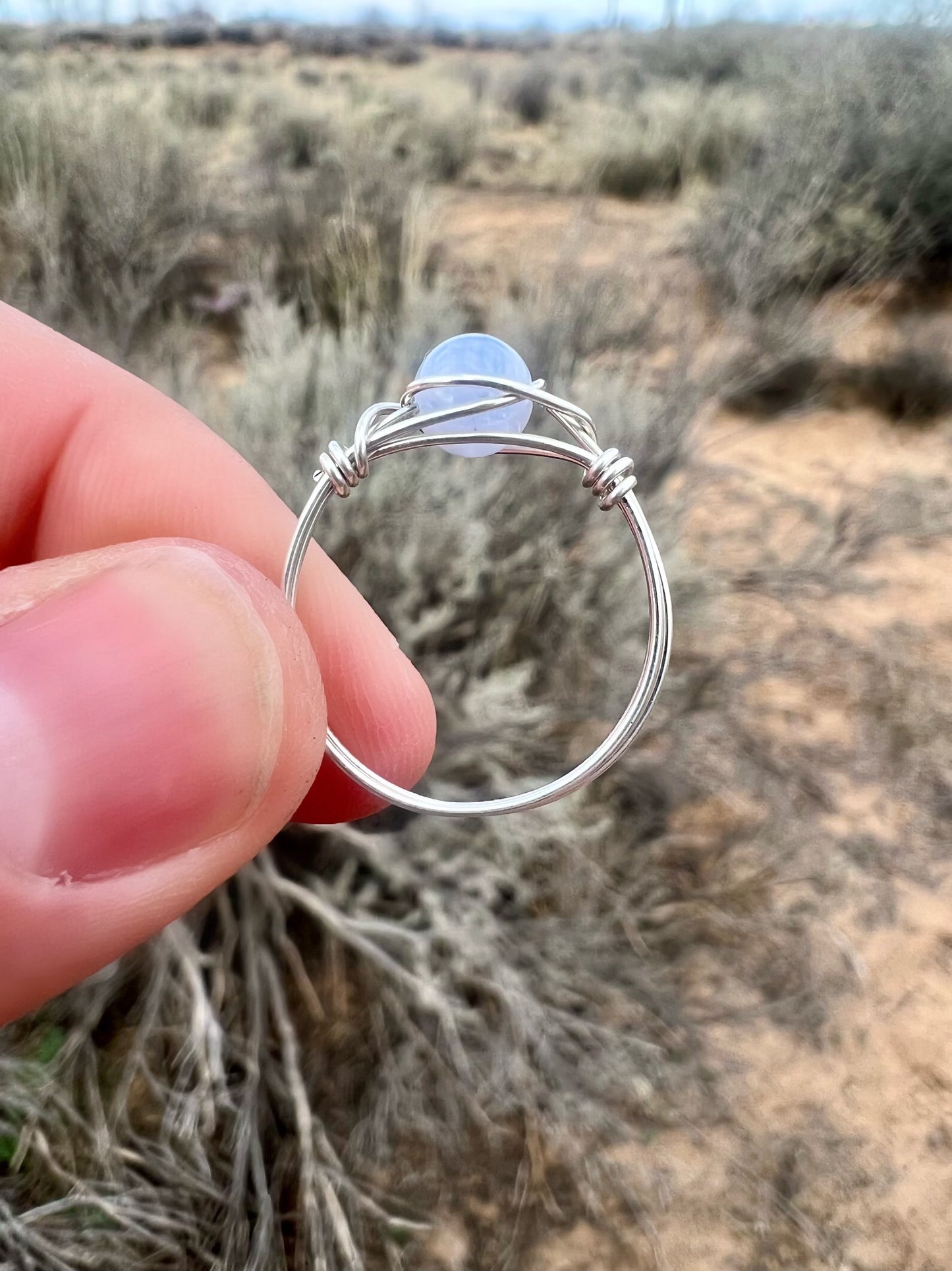 Blue Lace Agate Ring in Sterling Silver