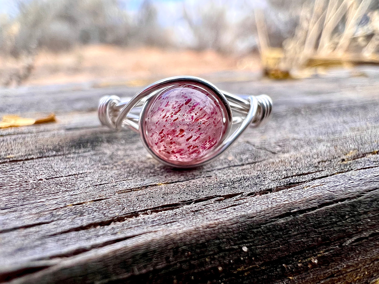 Strawberry Quartz Ring in Sterling Silver