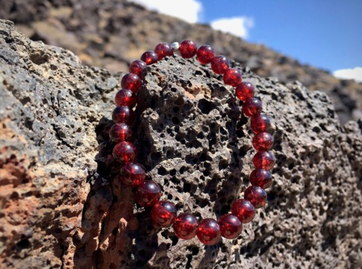 Garnet Bracelet with Sterling Silver