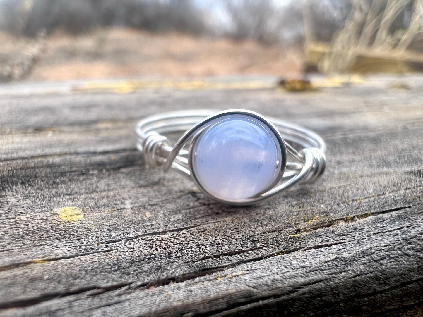 Blue Lace Agate Ring in Sterling Silver