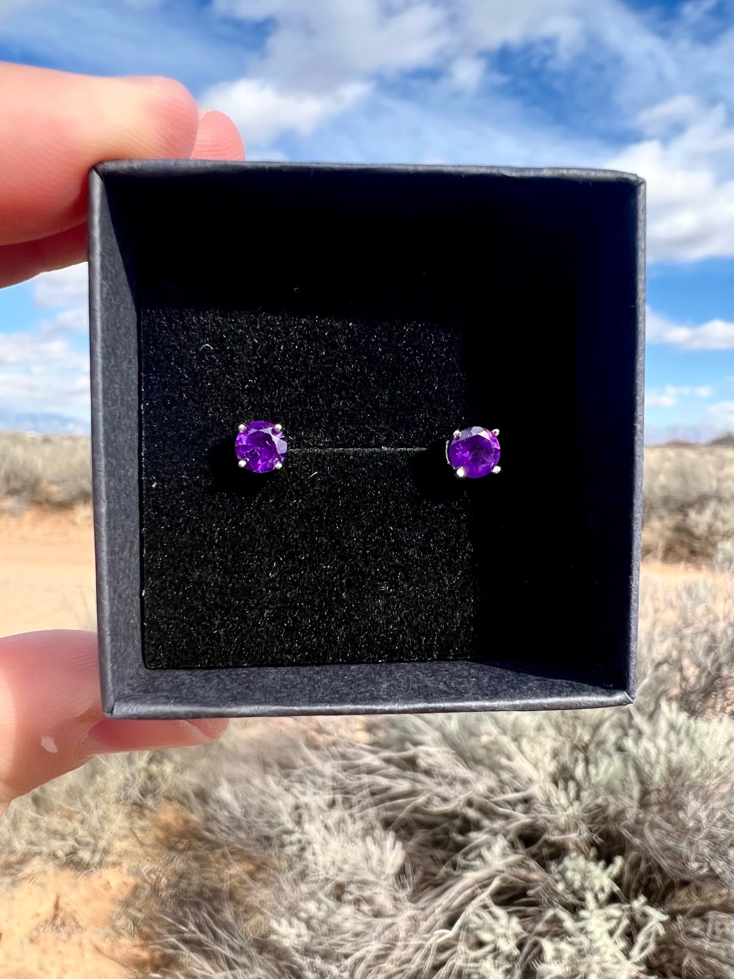 Amethyst Stud Earrings in Sterling Silver