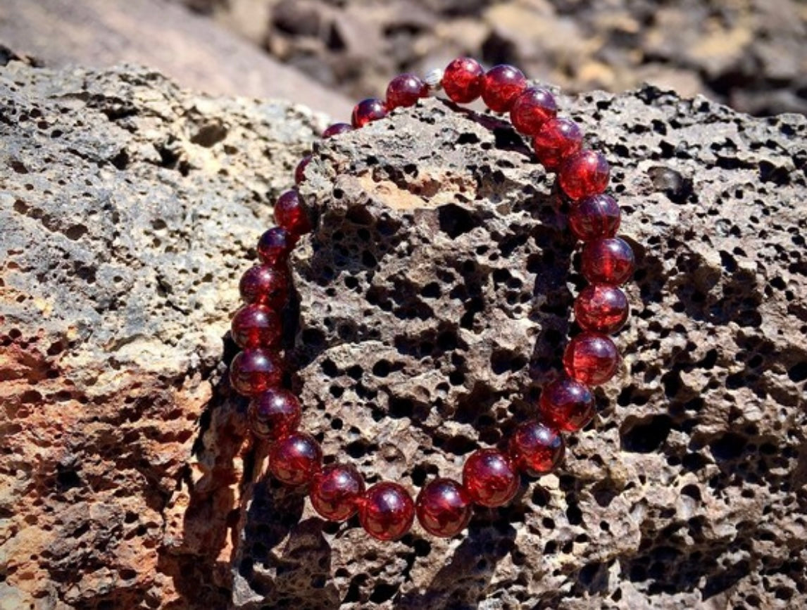 Garnet Bracelet with Sterling Silver